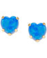 Фото #3 товара Blue Opal Heart Stud Earrings (2 ct. t.w.) in 14k Gold