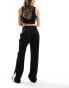 Фото #5 товара Stradivarius single stripe wide leg jogger in black