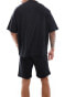 ASOS DESIGN pyjama set with oversized t-shirt and shorts in jersey in black