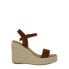 ELOQUII Elements Raffia Women's Cognac Buckle Ankle Strap Wedge Sandals Size 7.5