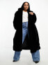 Forever New Curve faux fur maxi coat in black UK 22 - фото #1