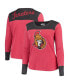 ფოტო #2 პროდუქტის Women's Red and Black Ottawa Senators Plus Size Blindside Tri-Blend Long Sleeve Thermal T-shirt