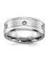 Фото #1 товара Cobalt Brushed and Polished with CZ Beveled Wedding Band Ring