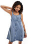 Фото #1 товара Noisy May denim pinafore dress in mid wash blue