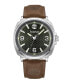 ფოტო #1 პროდუქტის Men's Bailard Brown Genuine Leather Strap Watch, 44mm