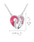 Фото #4 товара Crystal Accent 3D Interlocking Pink Enamel Heart Message Word Mom Heart Necklace Pendant For Women Mother Sterling Silver