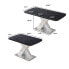 Фото #10 товара Modern Square Dining Table, Stretchable, Printed Black Marble Tabletop, X-Shaped Metal Base