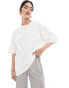 Фото #1 товара Stradivarius oversized heavy cotton t-shirt in white