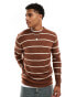 Фото #1 товара Brave Soul super soft touch relaxed fit stripe jumper in brown