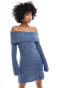 Фото #1 товара COLLUSION knitted bardot mini dress in petrol blue