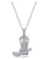 Cubic Zirconia Cowboy Boot with Spur Pendant Necklace in Sterling Silver