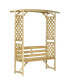 Фото #1 товара Patio Garden Bench Arbor Arch with Pergola and 2 Trellises, 3 Seat Natural Wooden Outdoor Bench for Grape Vines & Climbing Plants, Backyard Decor, Natural