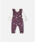 Фото #1 товара Baby Girls Baby T-Shirt With Brushed Overall Set Mauve Printed Cats