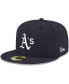 Фото #1 товара Men's Navy Oakland Athletics Logo White 59FIFTY Fitted Hat