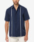 Фото #1 товара Men's Pick Stitch Panel Short Sleeve Button-Down Shirt