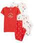 Фото #8 товара Toddler 4-Piece Cherry 100% Snug Fit Cotton Pajamas 4T