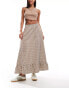 Фото #1 товара ONLY gingham maxi skirt in brown