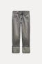 HIGH-WAIST TRF STOVE PIPE FOLDED JEANS