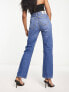 Фото #2 товара Calvin Klein Jeans high rise straight leg jeans in dark wash