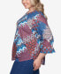 Фото #3 товара Plus Size Mixed Bohemian Geo Patchwork Top with Bell Sleeves
