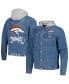 Фото #1 товара Men's Denim Denver Broncos Hooded Full-Button Denim Jacket