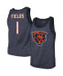 Фото #2 товара Men's Threads Justin Fields Heathered Navy Chicago Bears Player Name and Number Tri-Blend Tank Top