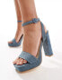 Truffle Collection platform heel sandals in denim