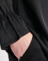 Фото #2 товара ASOS DESIGN relaxed satin shirt with flute sleeve in black