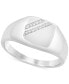 ფოტო #1 პროდუქტის Men's Diamond Polished Signet Ring (1/20 ct. t.w.) in 10k Gold