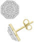 ფოტო #1 პროდუქტის Men's Diamond Octagon Cluster Stud Earrings (1/4 ct. t.w.) in 10k Gold
