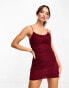 Фото #1 товара ASOS DESIGN draped cami mini mesh dress in burgundy