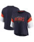 Фото #4 товара Women's Navy and White Chicago Bears Nickname Tri-Blend Performance Crop Top