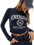 Фото #3 товара In The Style energise slogan long sleeve t-shirt in navy