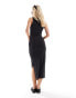 ONLY Petite seamless boat neck midi dress in black