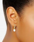 ფოტო #5 პროდუქტის Freshwater Pearl (8 x 6mm) & Cubic Zirconia Dangle Hoop Earrings, Created for Macy's