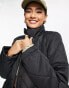 Selected Femme quilted longline coat with funnel neck in black - BLACK