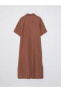 Фото #8 товара Gömlek Yaka Düz Kısa Kollu Kadın Elbise