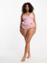 Фото #4 товара ASOS LUXE Curve 3D floral ruffle swimsuit with ruffle detail in pink