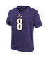 ფოტო #2 პროდუქტის Toddler Boys and Girls Lamar Jackson Purple Baltimore Ravens Player Name and Number T-shirt