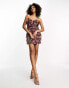 Фото #2 товара ASOS DESIGN corset plunge mini dress with corsage detail in floral print