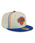 Фото #3 товара Men's Cream, Blue New York Knicks Piping 2-Tone 59FIFTY Fitted Hat