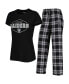 ფოტო #1 პროდუქტის Women's Black, Gray Las Vegas Raiders Plus Size Badge T-shirt and Pants Sleep Set