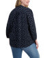 Plus Size Dot Print Pintuck 3/4-Sleeve Top