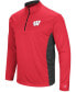 Фото #1 товара Men's Heathered Red, Black Wisconsin Badgers Audible Windshirt Quarter-Zip Pullover Jacket