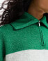 Pieces slogan half zip jumper in green & white