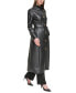 Фото #3 товара Women's Belted Faux-Leather Trench Coat