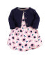 ფოტო #1 პროდუქტის Baby Girls Baby Organic Cotton Dress and Cardigan 2pc Set, Blossoms