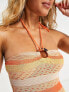 Фото #3 товара New Girl Order halter knit stripe festival summer dress in orange