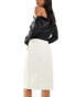 ASOS DESIGN leather look pocketed midi skirt in cream Бежевый, 42 - фото #4