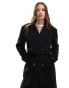 Miss Selfridge belted wrap formal coat in black Черный, 40 - фото #2